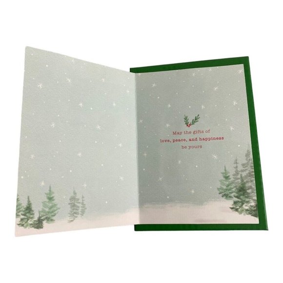 "Be Merry" Christmas Cards Reindeer Glitter Holly 20 Cards/Envelopes Green NEW - Picture 2 of 3
